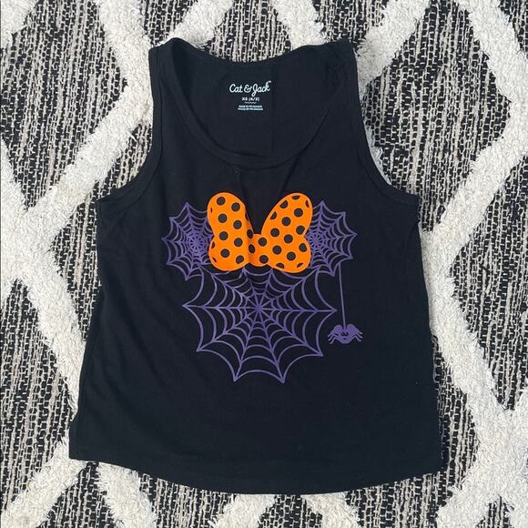 Cat & Jack Black Tank with Orange Bow and Purple Spider Web Halloween size xsmal - Picture 1 of 4
